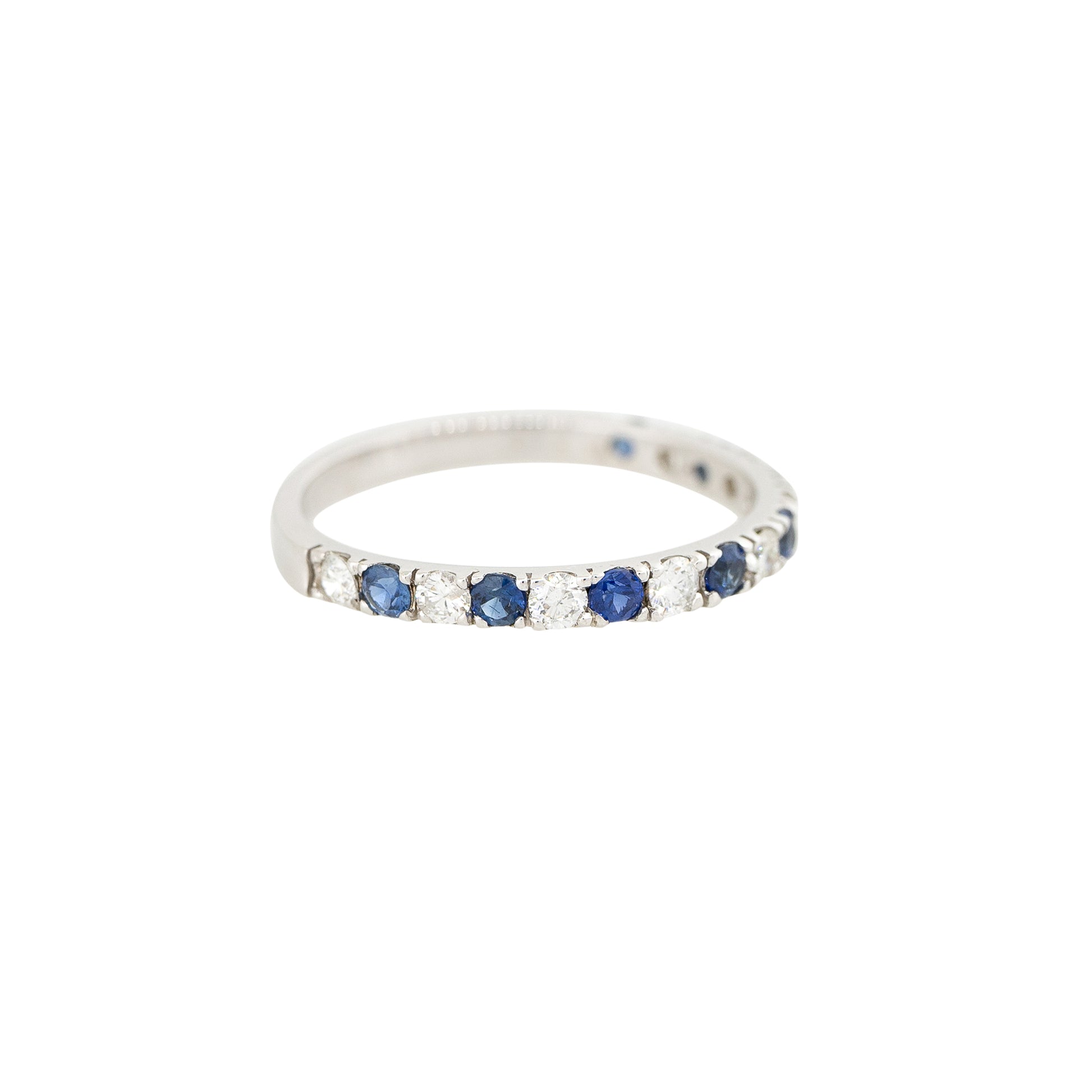 14k White Gold 0.38ctw Sapphire and Diamond Half Way Band