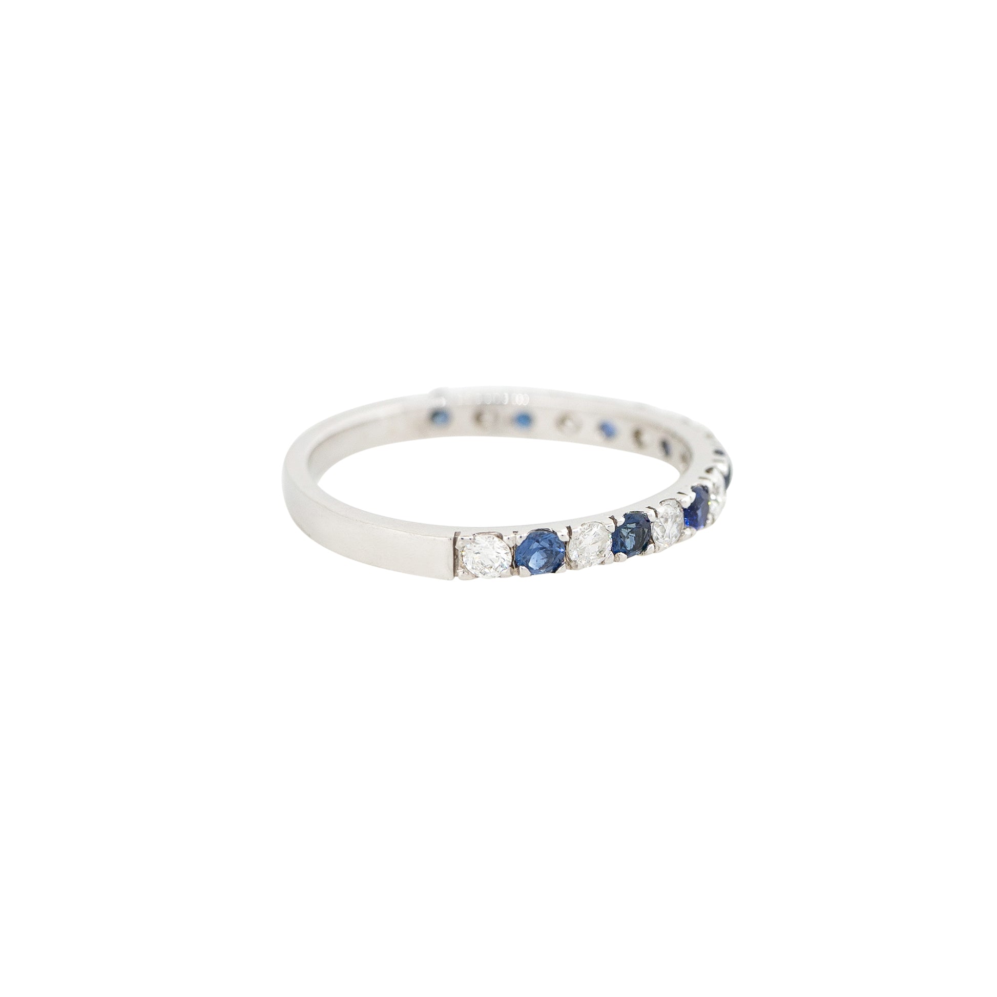 14k White Gold 0.38ctw Sapphire and Diamond Half Way Band