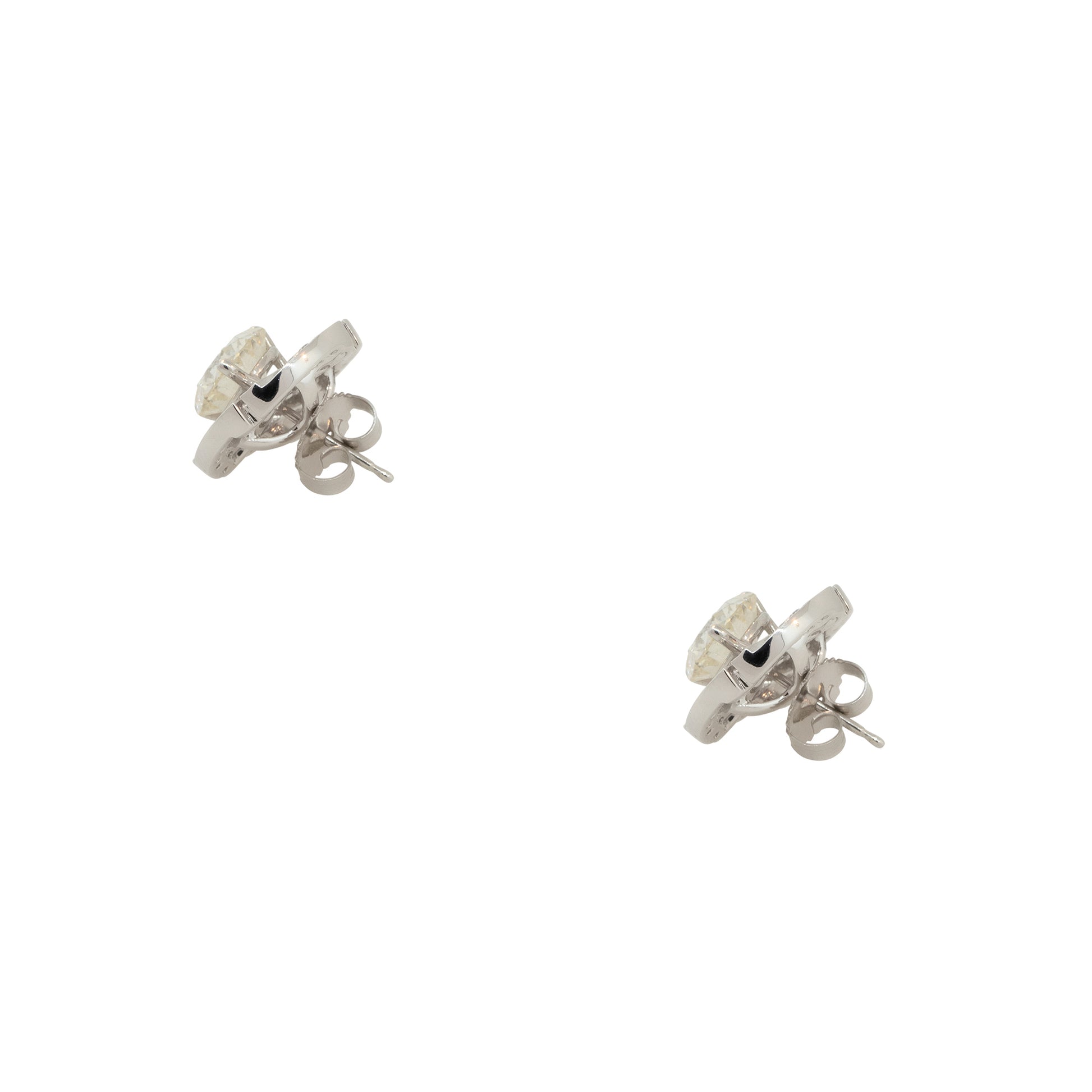 14k White Gold 3.21ctw Diamond Stud Earrings with Diamond Jackets 