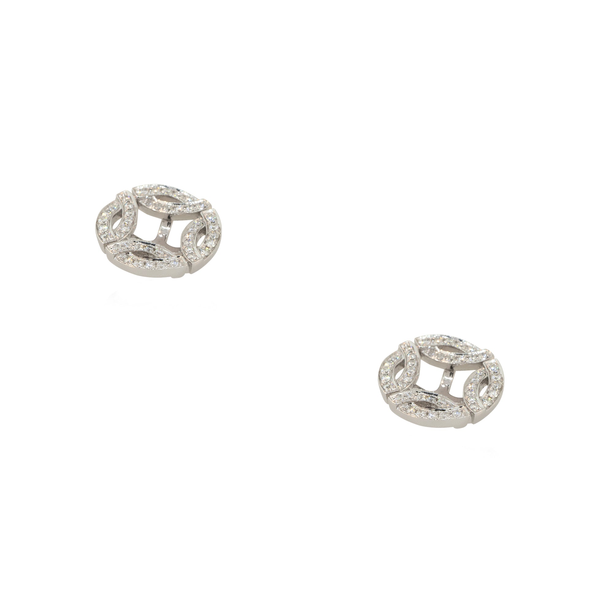 14k White Gold 3.21ctw Diamond Stud Earrings with Diamond Jackets 