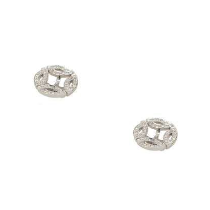 14k White Gold 3.21ctw Diamond Stud Earrings with Diamond Jackets 