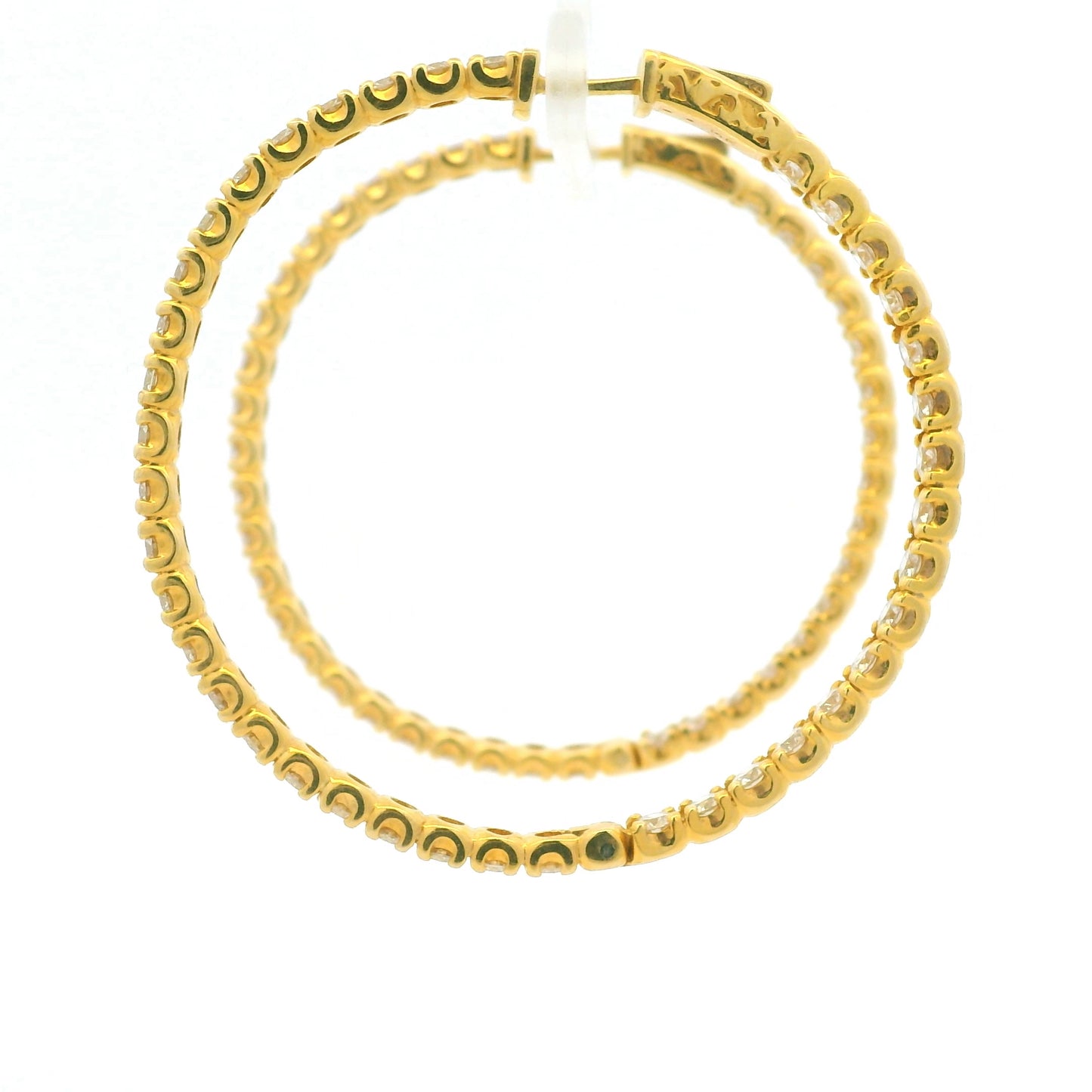 14K Yellow Gold Natural Round Brilliant Diamond Large Hoop Earrings