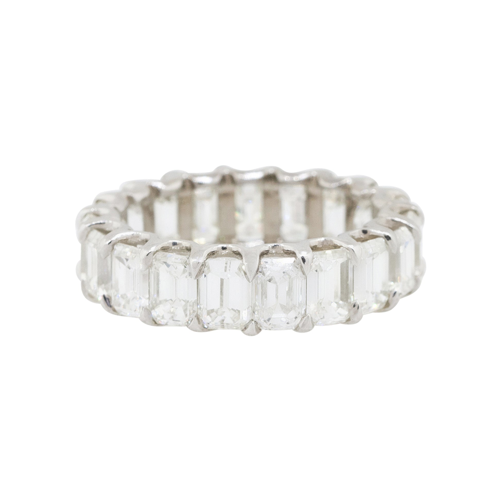 24k White Gold 8.97ctw Emerald Cut Diamond Eternity Band