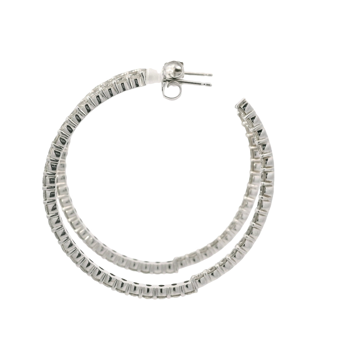 14K White Gold Natural 3.67 Carat Diamond Inside-Out Hoop Earrings
