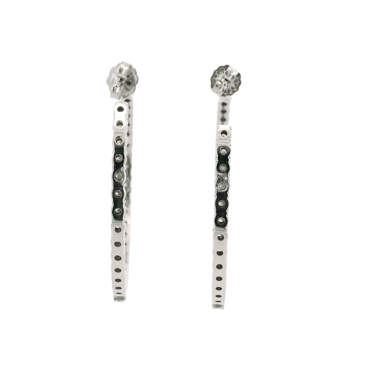 14K White Gold Natural 3.67 Carat Diamond Inside-Out Hoop Earrings