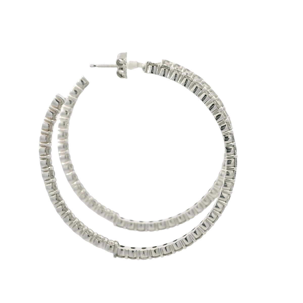 14K White Gold Natural 3.67 Carat Diamond Inside-Out Hoop Earrings