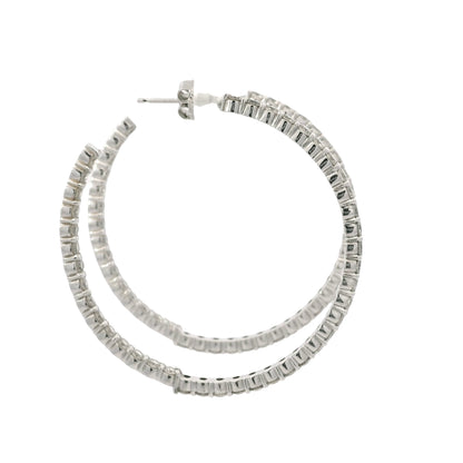 14K White Gold Natural 3.67 Carat Diamond Inside-Out Hoop Earrings