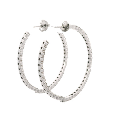 14K White Gold Natural 3.67 Carat Diamond Inside-Out Hoop Earrings