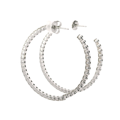 14K White Gold Natural 3.67 Carat Diamond Inside-Out Hoop Earrings
