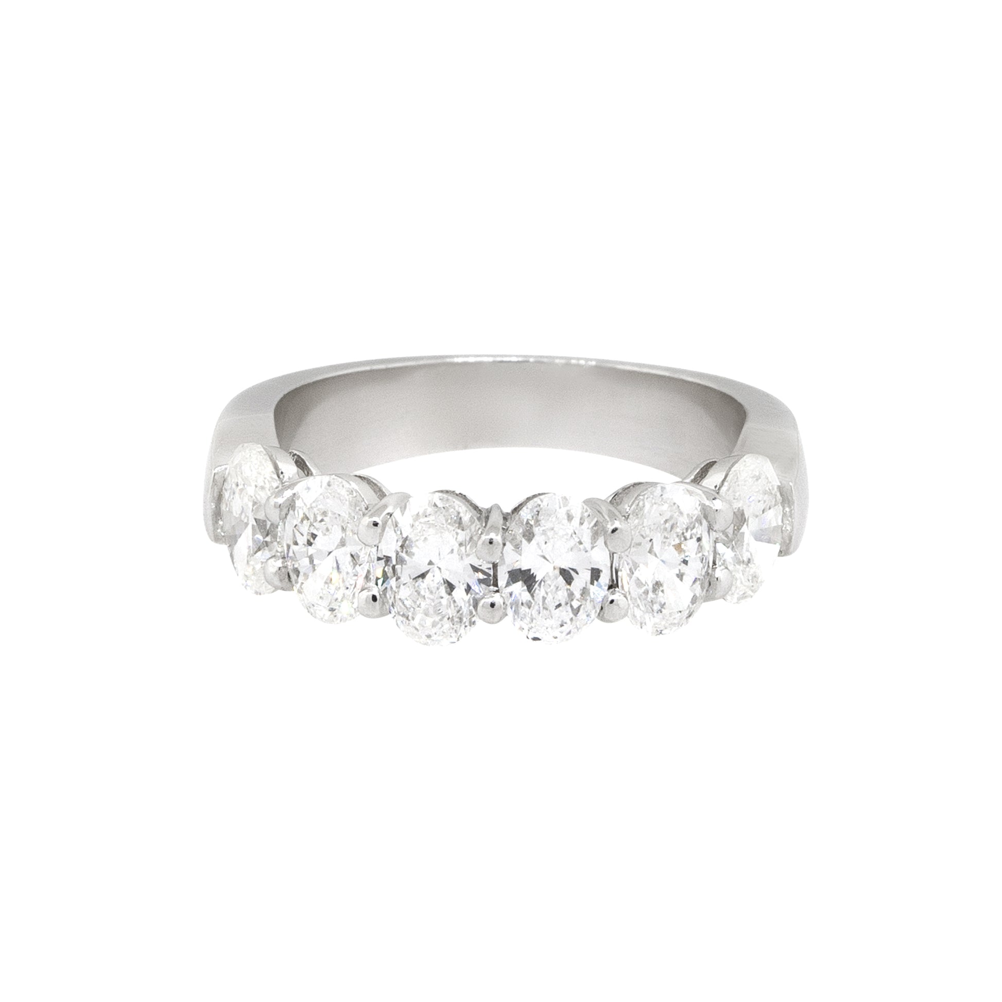 Platinum 2.45ctw Oval Cut Diamond Halfway Wedding Band