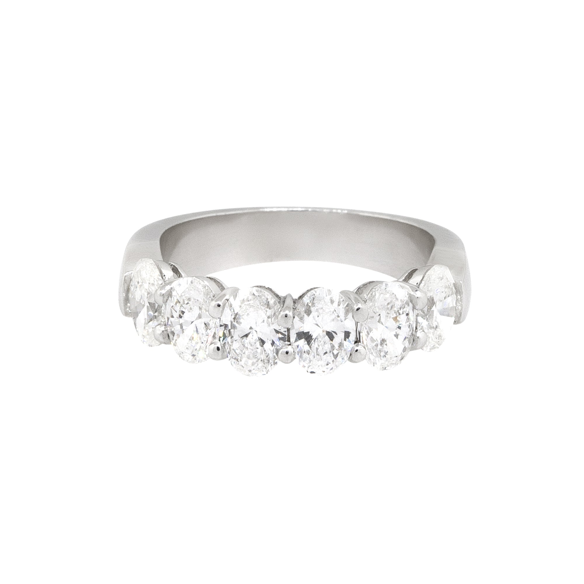 Platinum 2.45ctw Oval Cut Diamond Halfway Wedding Band
