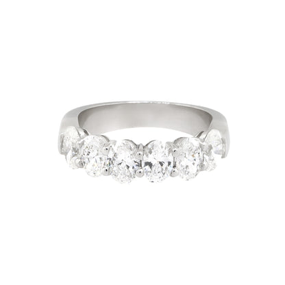 Platinum 2.45ctw Oval Cut Diamond Halfway Wedding Band