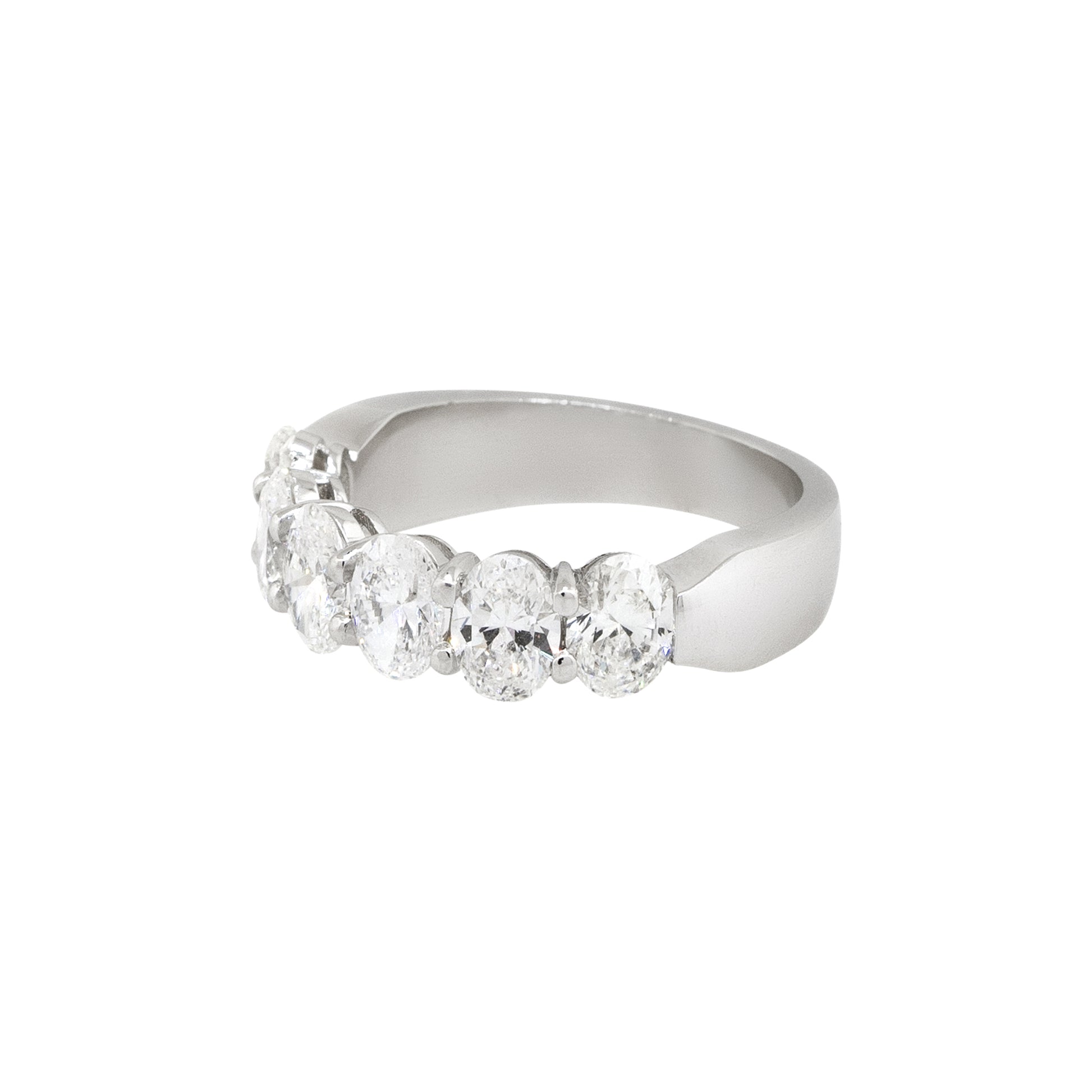 Platinum 2.45ctw Oval Cut Diamond Halfway Wedding Band