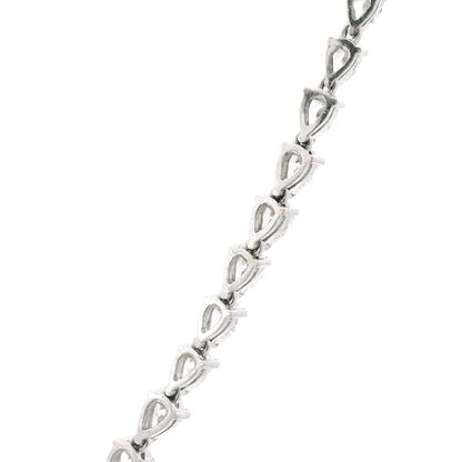 18k White Gold Heart Shape Diamond Pendant & Pear Shape Diamond Tennis Necklace