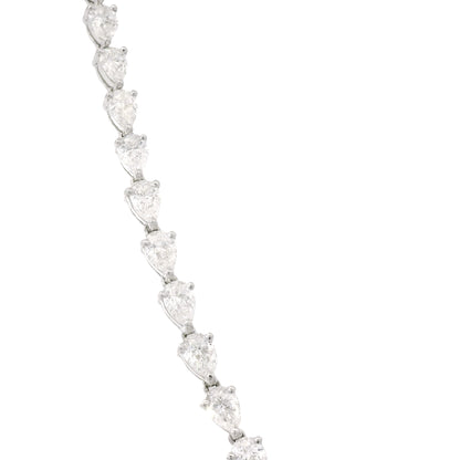 18k White Gold Heart Shape Diamond Pendant & Pear Shape Diamond Tennis Necklace