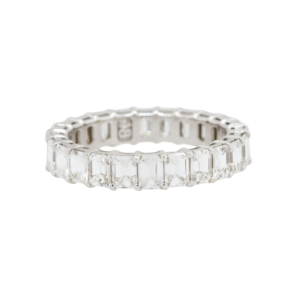 14k White Gold 3.54ctw Emerald Cut Diamond Eternity Band