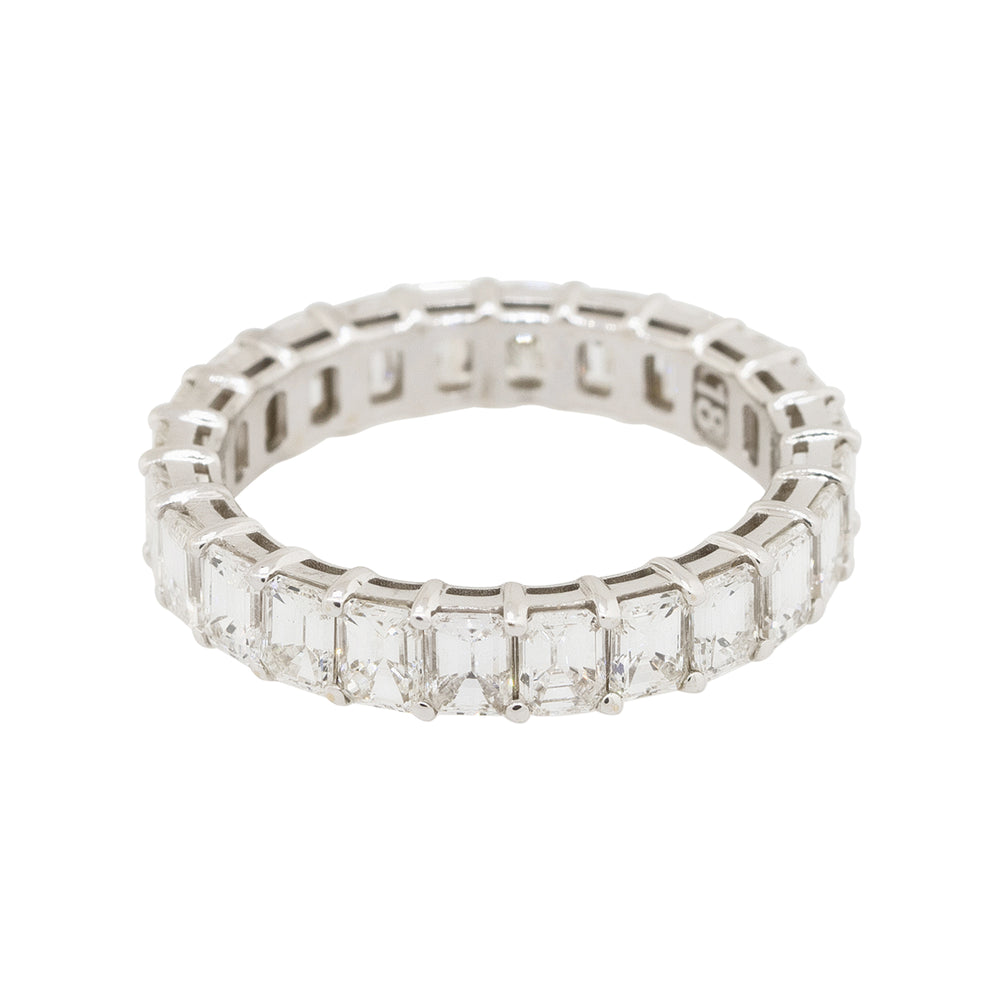 14k White Gold 3.54ctw Emerald Cut Diamond Eternity Band