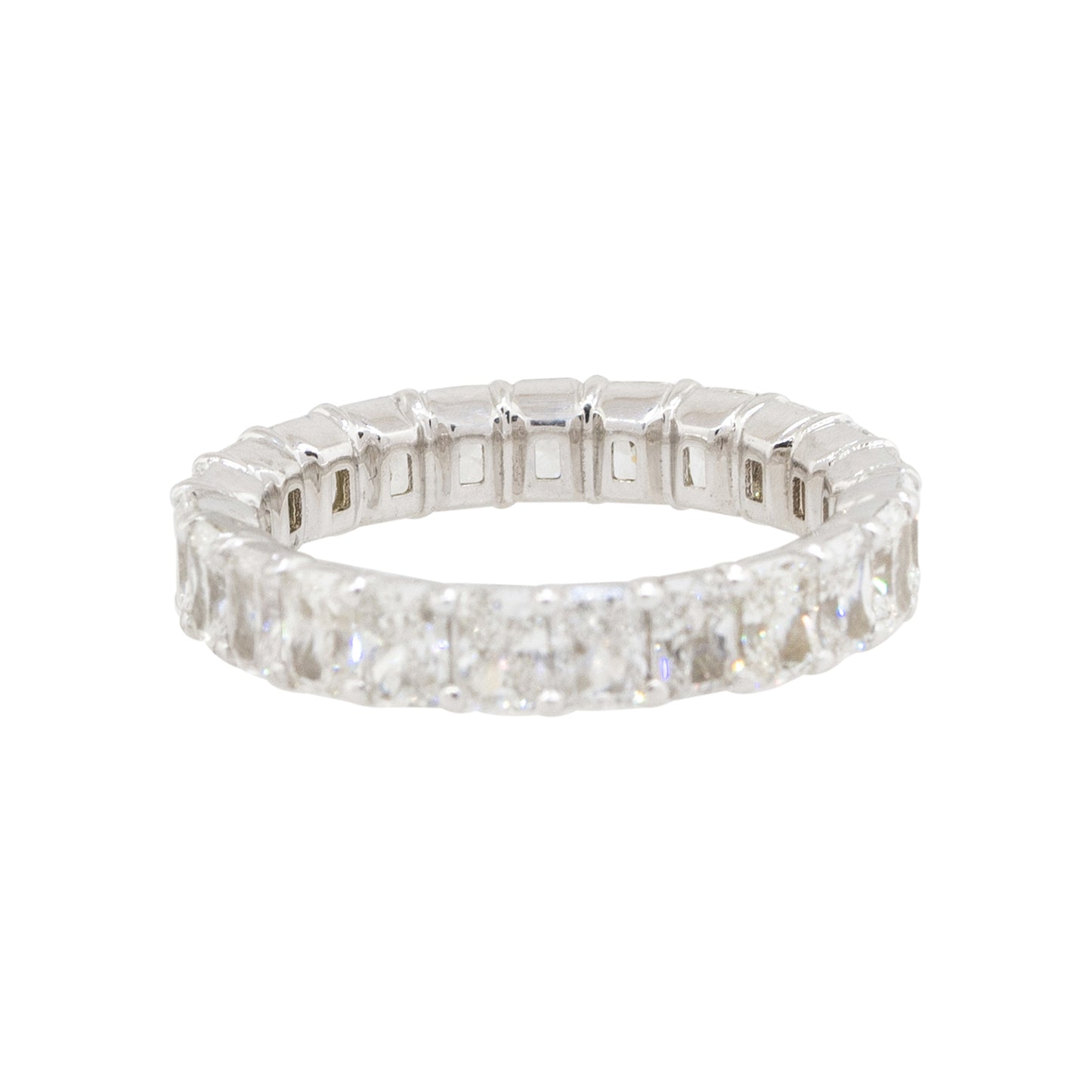 14k White Gold 4.31ctw Radiant Cut Diamond Eternity Band
