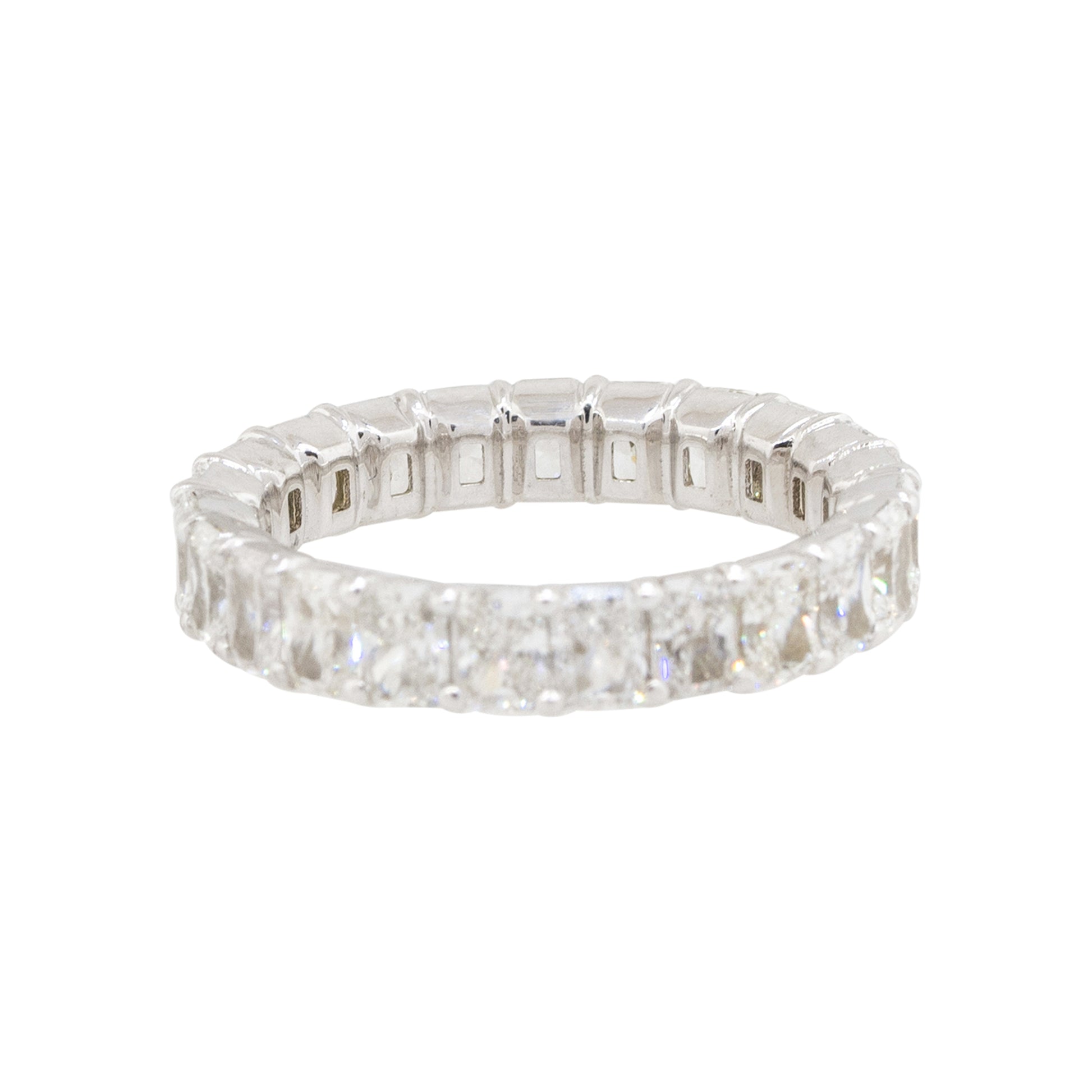 14k White Gold 4.31ctw Radiant Cut Diamond Eternity Band