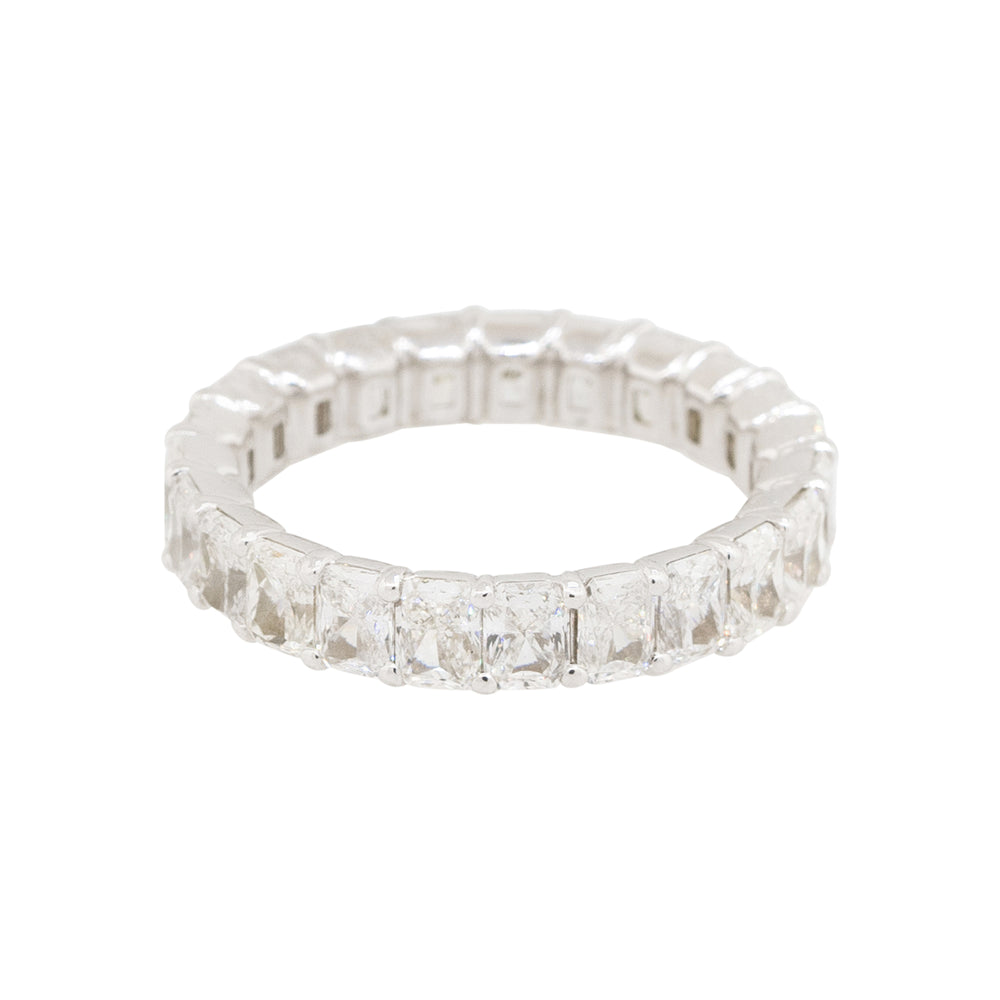 14k White Gold 4.31ctw Radiant Cut Diamond Eternity Band