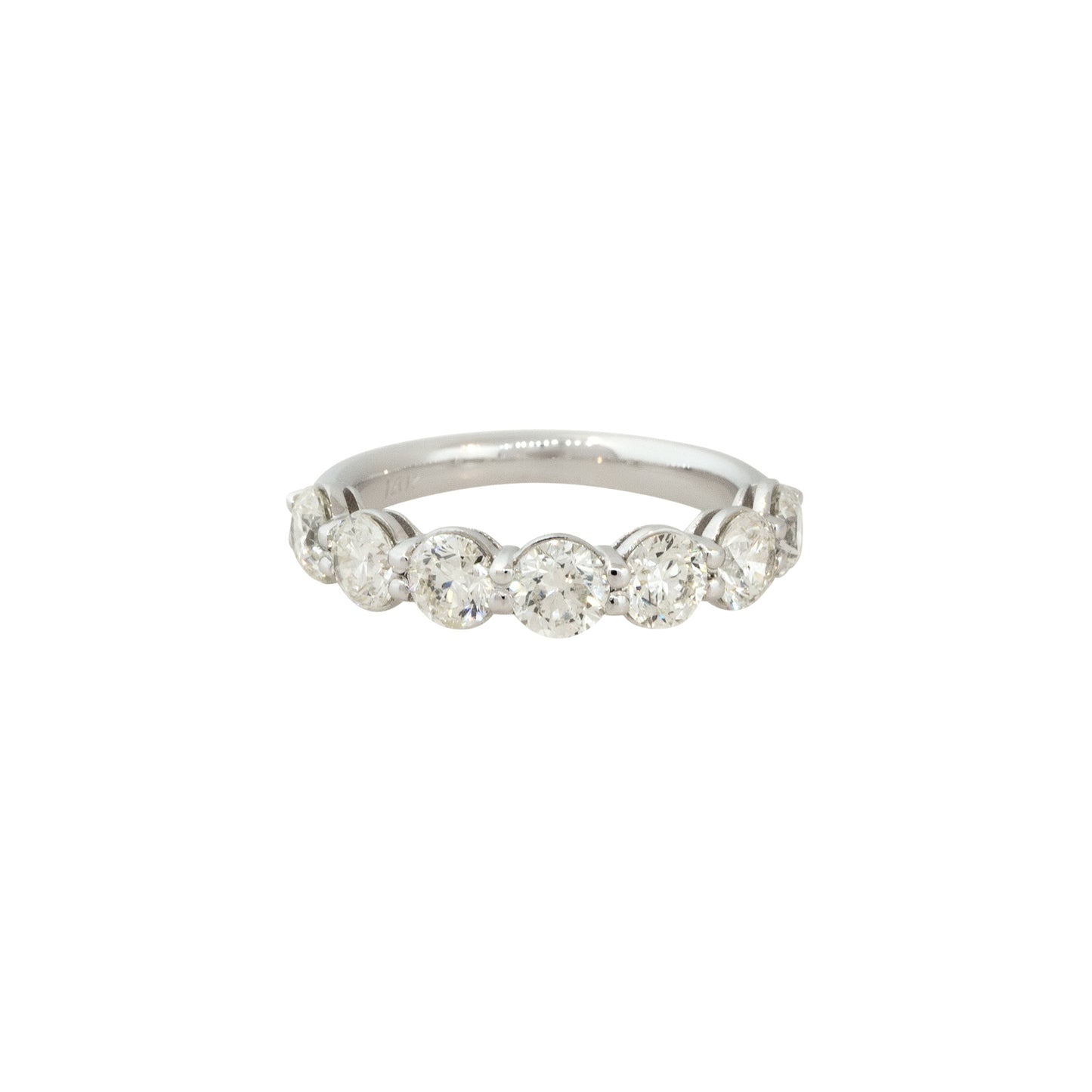 14k White Gold 2.16ctw Round Brilliant Cut 7 Diamond Half-way Band