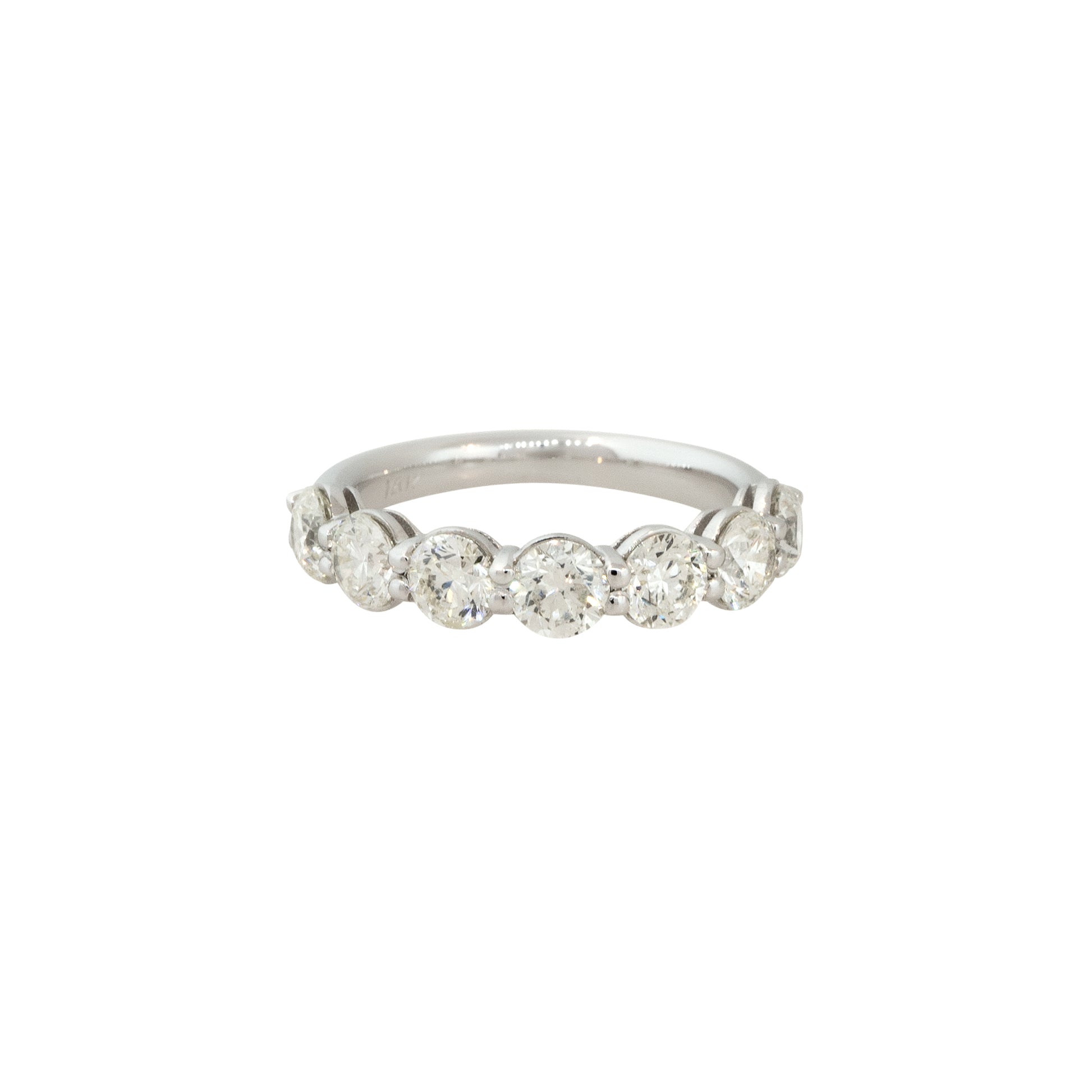 14k White Gold 2.16ctw Round Brilliant Cut 7 Diamond Half-way Band