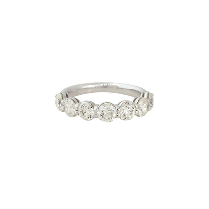 14k White Gold 2.16ctw Round Brilliant Cut 7 Diamond Half-way Band
