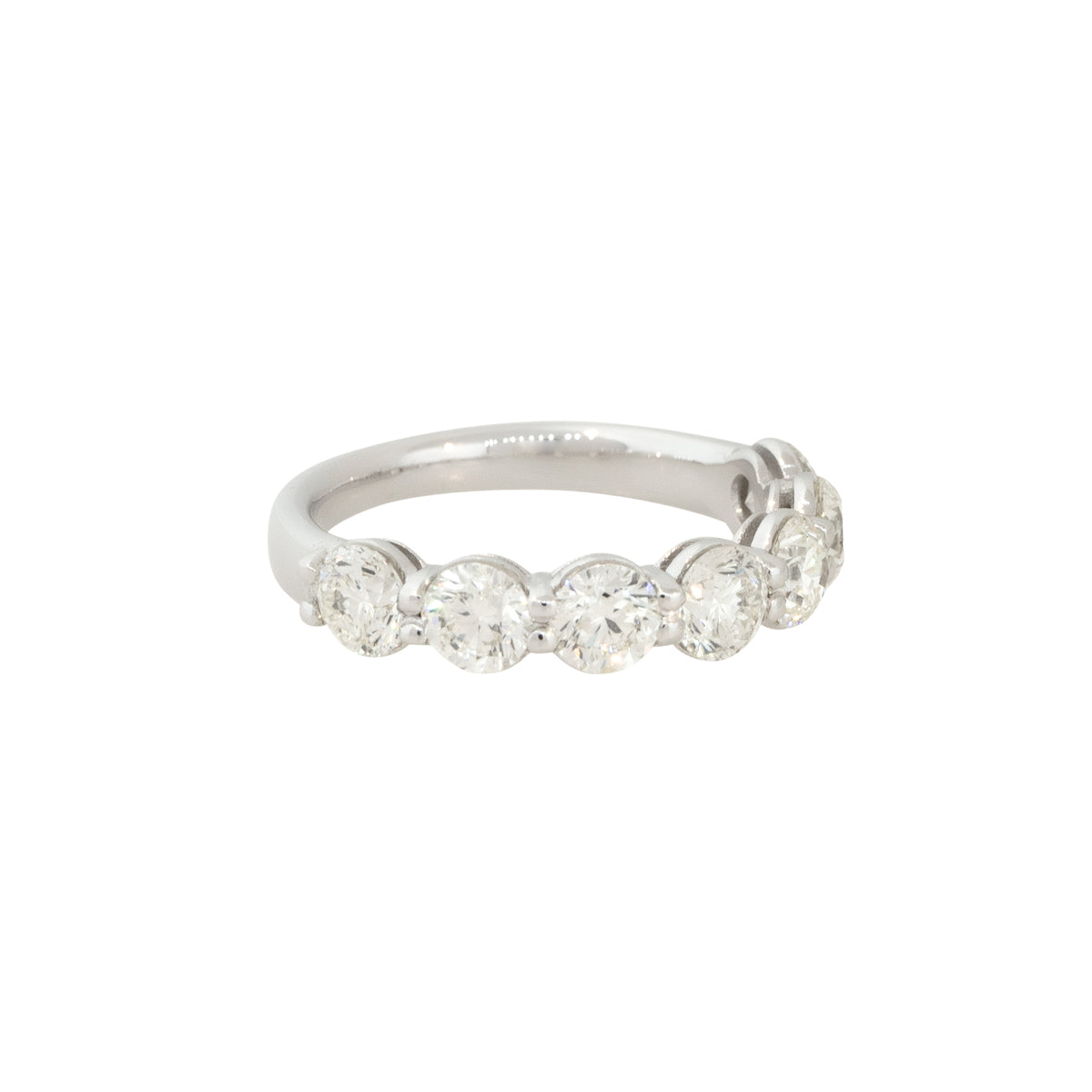 14k White Gold 2.16ctw Round Brilliant Cut 7 Diamond Half-way Band