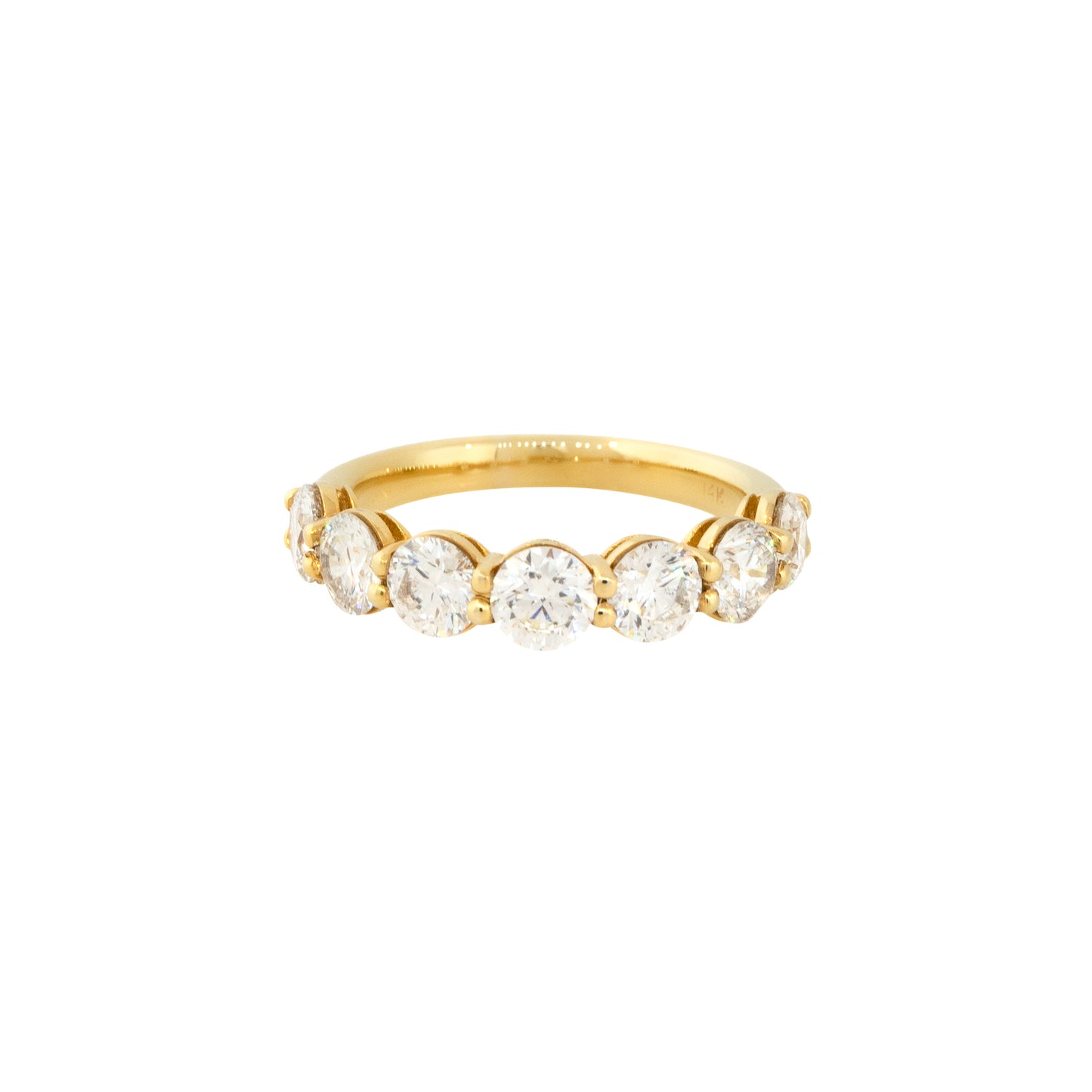 14k Yellow Gold 2.19ctw Round Brilliant Cut 7 Diamond Half-Way Band