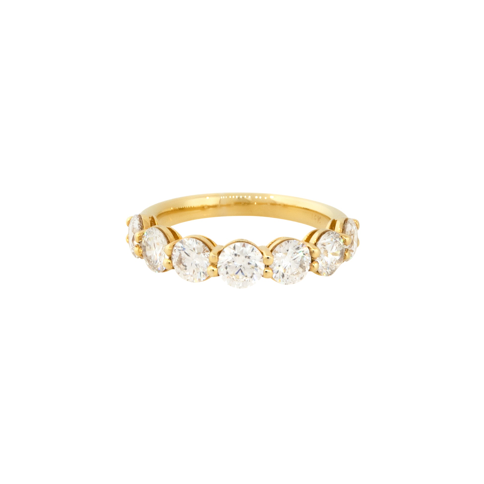 14k Yellow Gold 2.19ctw Round Brilliant Cut 7 Diamond Half-Way Band