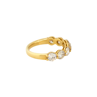 14k Yellow Gold 2.19ctw Round Brilliant Cut 7 Diamond Half-Way Band