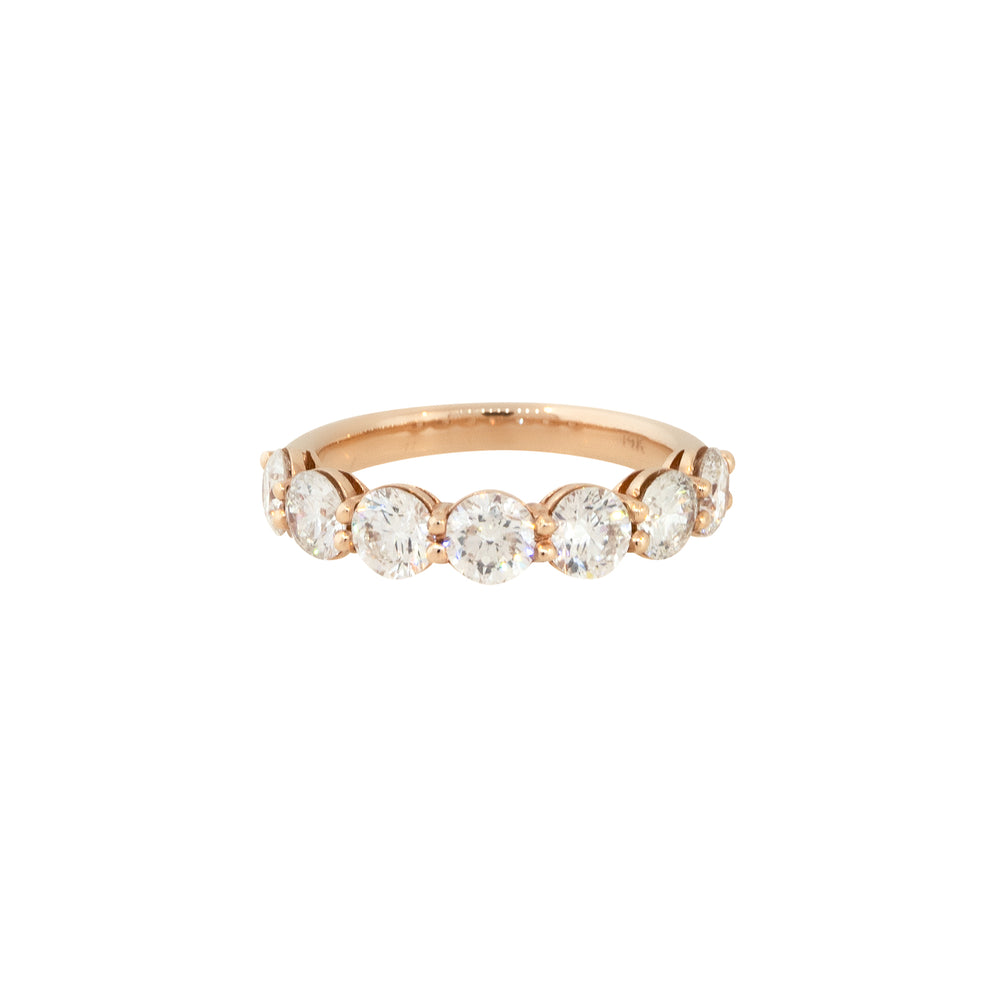 14k Rose Gold 2.19ctw Round Brilliant Cut 7 Diamond Half-way Band