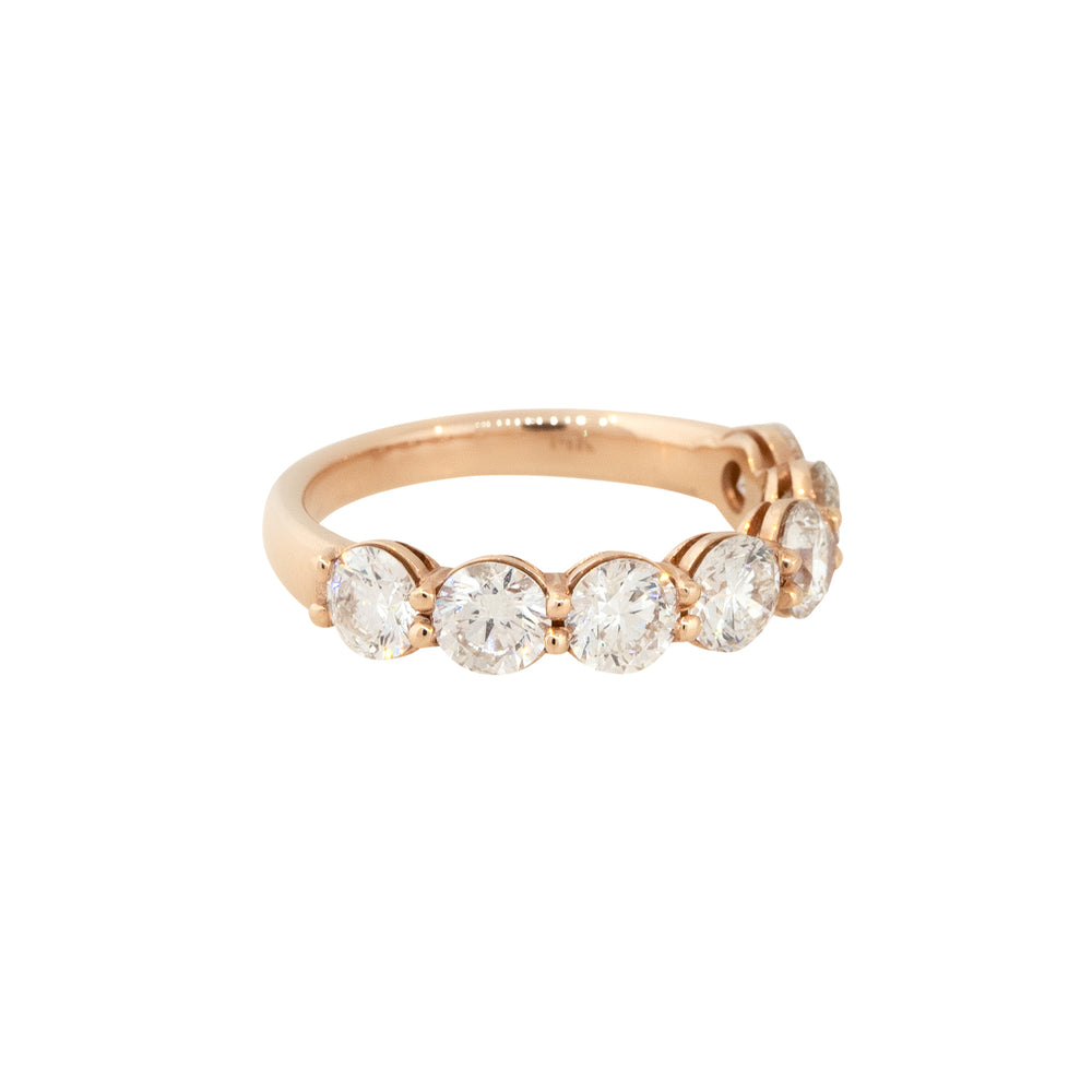 14k Rose Gold 2.19ctw Round Brilliant Cut 7 Diamond Half-way Band