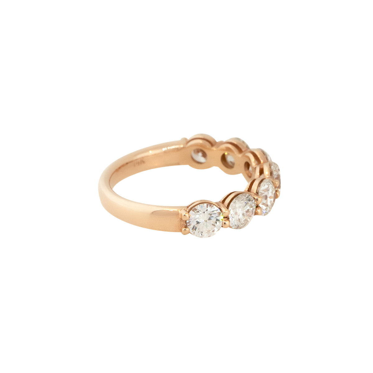 14k Rose Gold 2.19ctw Round Brilliant Cut 7 Diamond Half-way Band