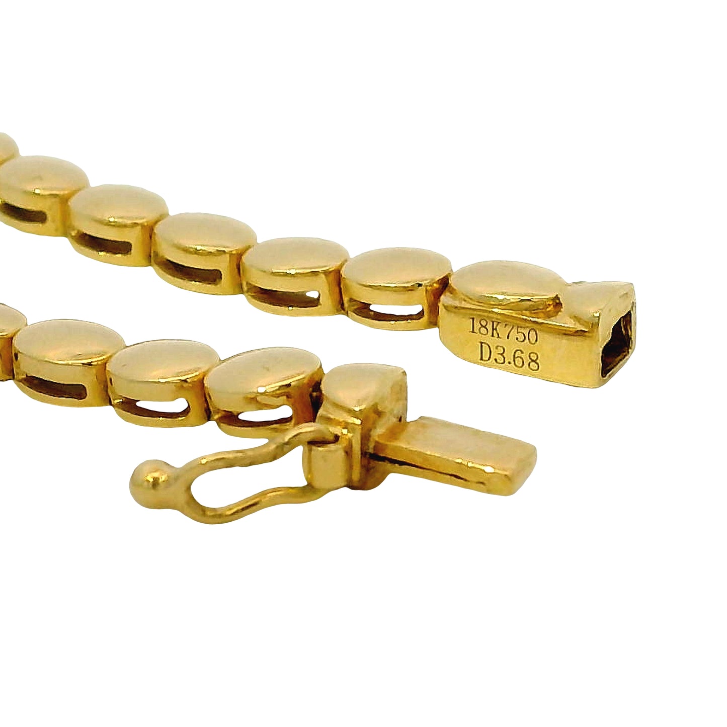 18k Yellow Gold Natural 3.68 Carat Diamond Bezel Set Halfway Tennis Necklace