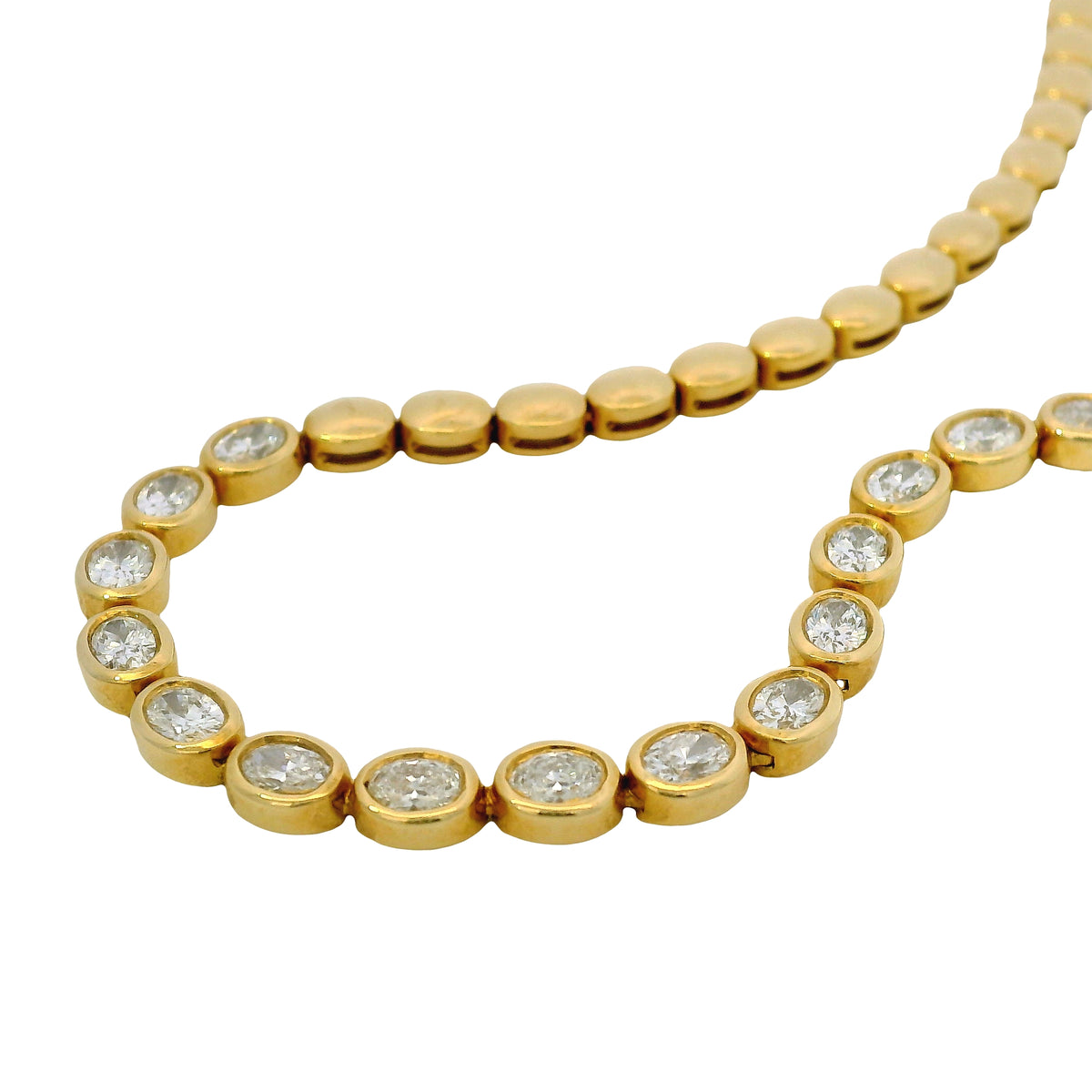 18k Yellow Gold Natural 3.68 Carat Diamond Bezel Set Halfway Tennis Necklace — product photo 6