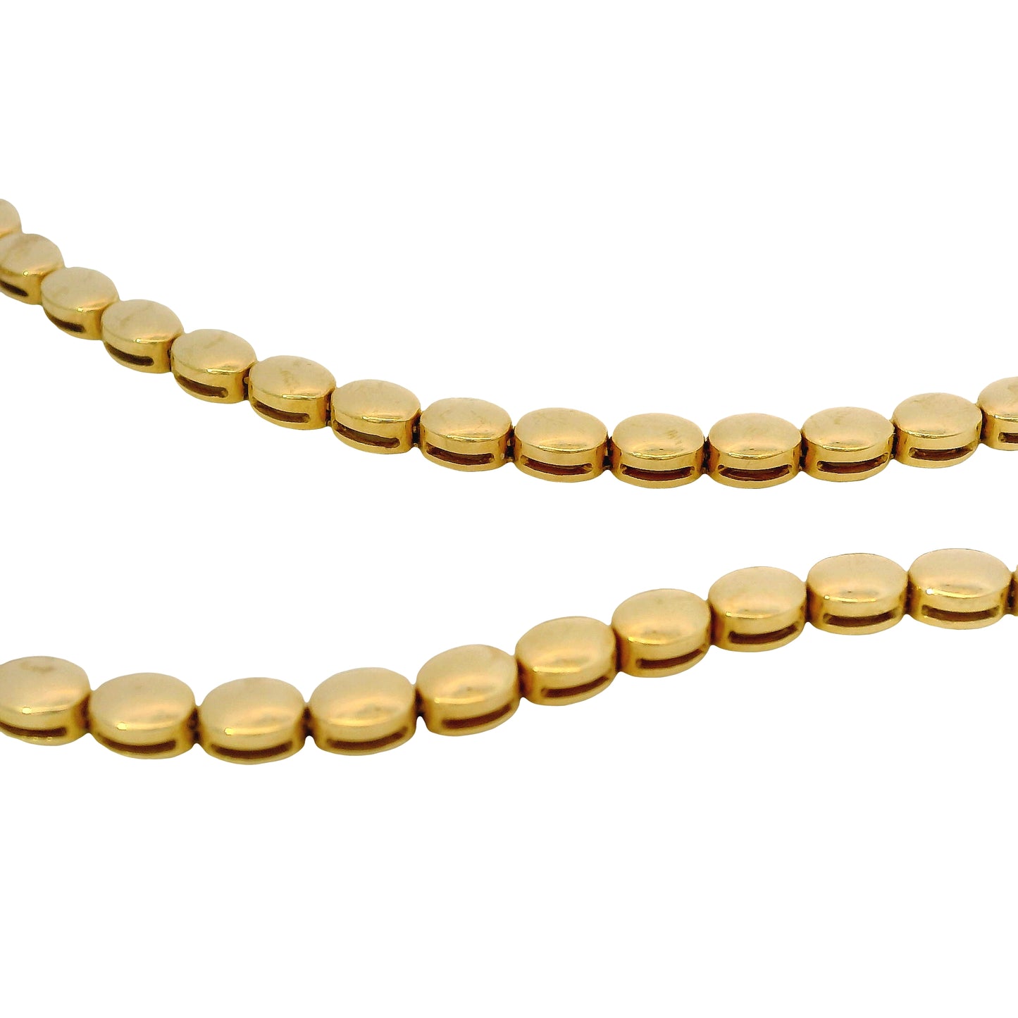 18k Yellow Gold Natural 3.68 Carat Diamond Bezel Set Halfway Tennis Necklace
