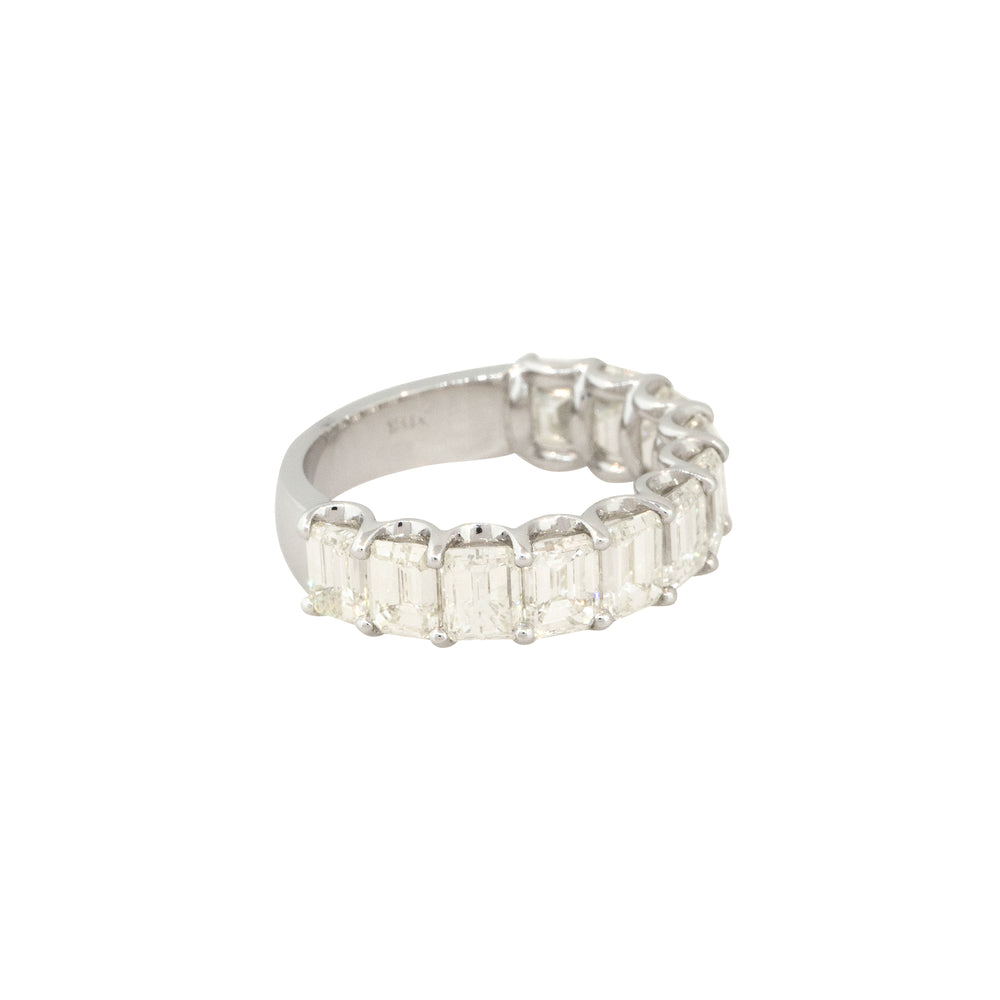 18k White Gold 5.32ctw Emerald Cut 3/4 Diamond Wedding Band