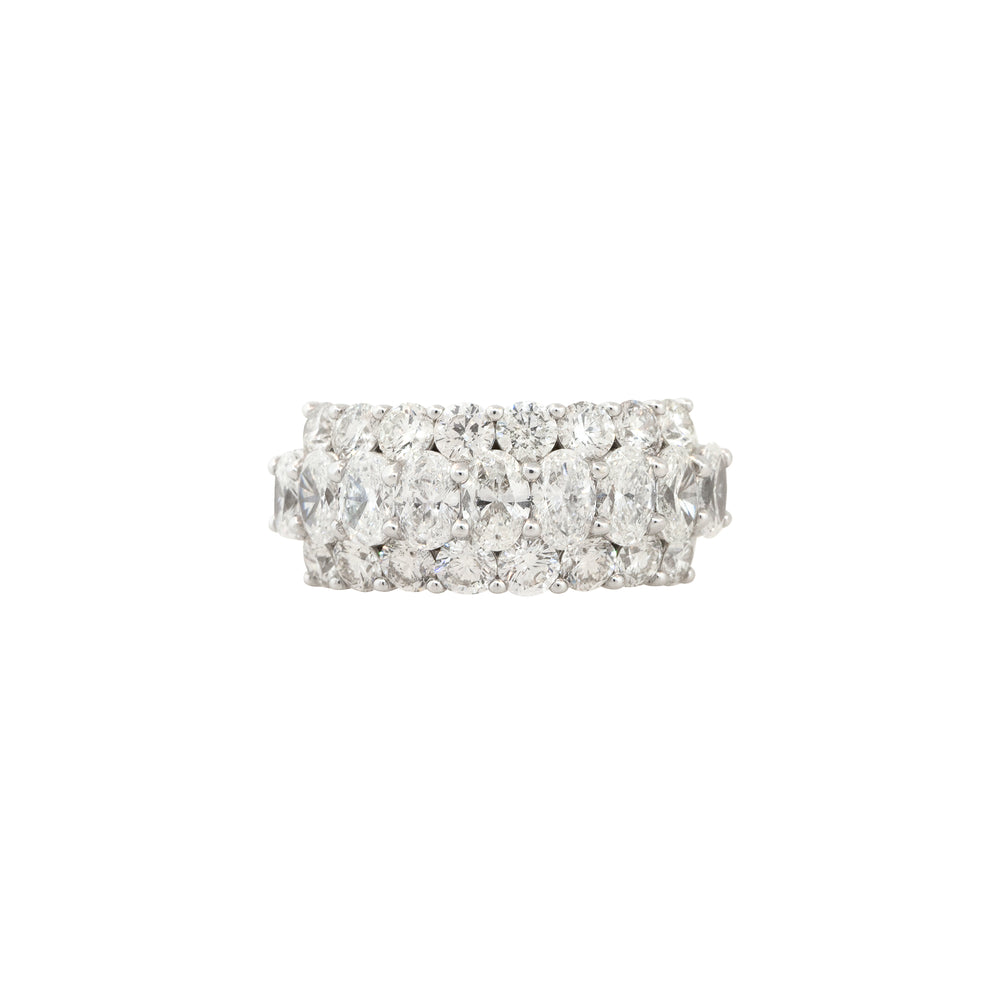 18k White Gold 4.32ctw Round and Oval Cut Half-Way Diamond Band