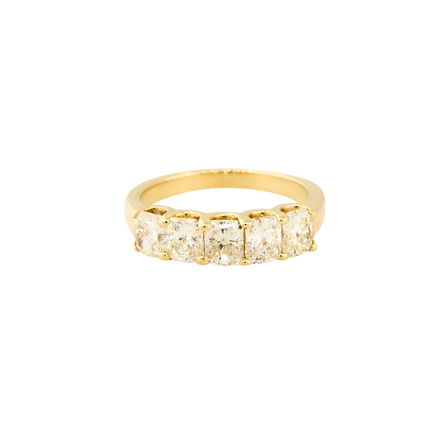 14k Yellow Gold 2.08ctw Radiant Cut 5 Diamond Band