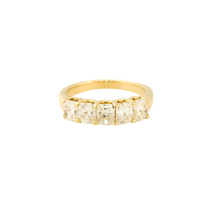 14k Yellow Gold 2.08ctw Radiant Cut 5 Diamond Band
