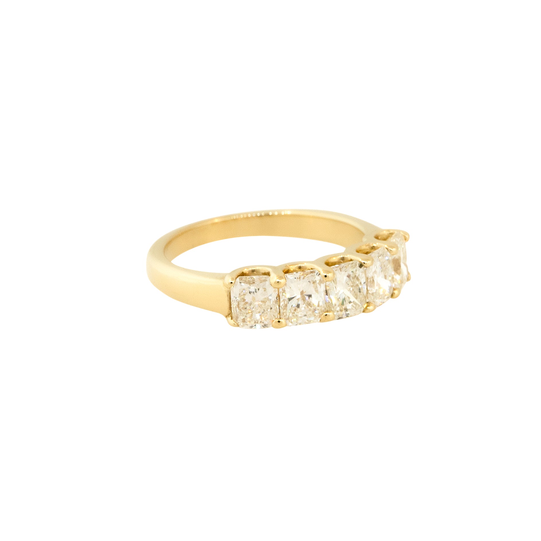 14k Yellow Gold 2.08ctw Radiant Cut 5 Diamond Band