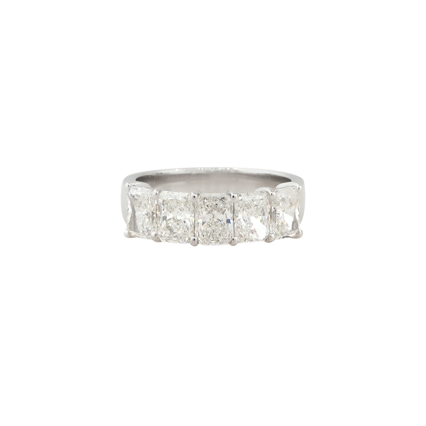 18k White Gold 2.87ctw 5 Stone Radiant Cut Diamond Wedding Band