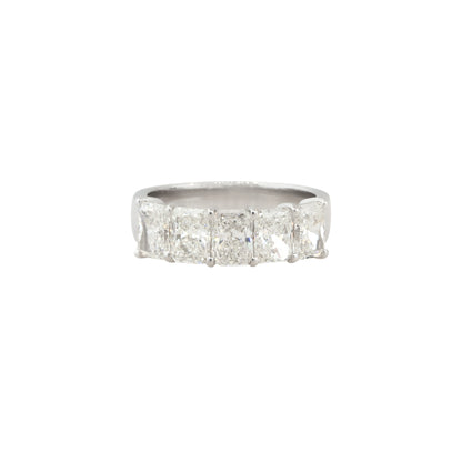 18k White Gold 2.87ctw 5 Stone Radiant Cut Diamond Wedding Band