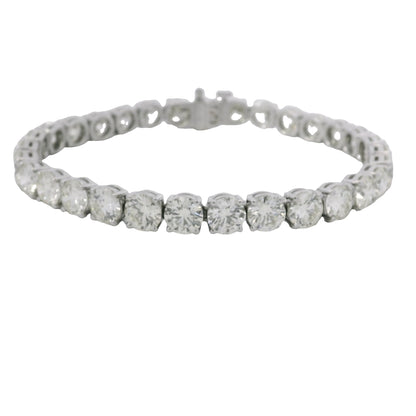 Platinum Natural 22.30 Carat Round Brilliant Cut Diamond Tennis Bracelet