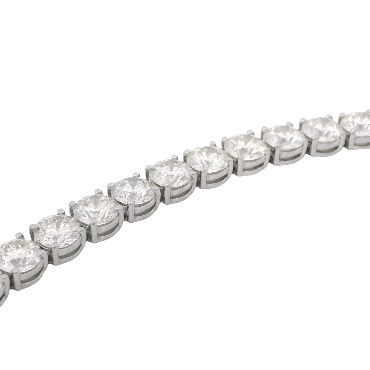 Platinum Natural 22.30 Carat Round Brilliant Cut Diamond Tennis Bracelet
