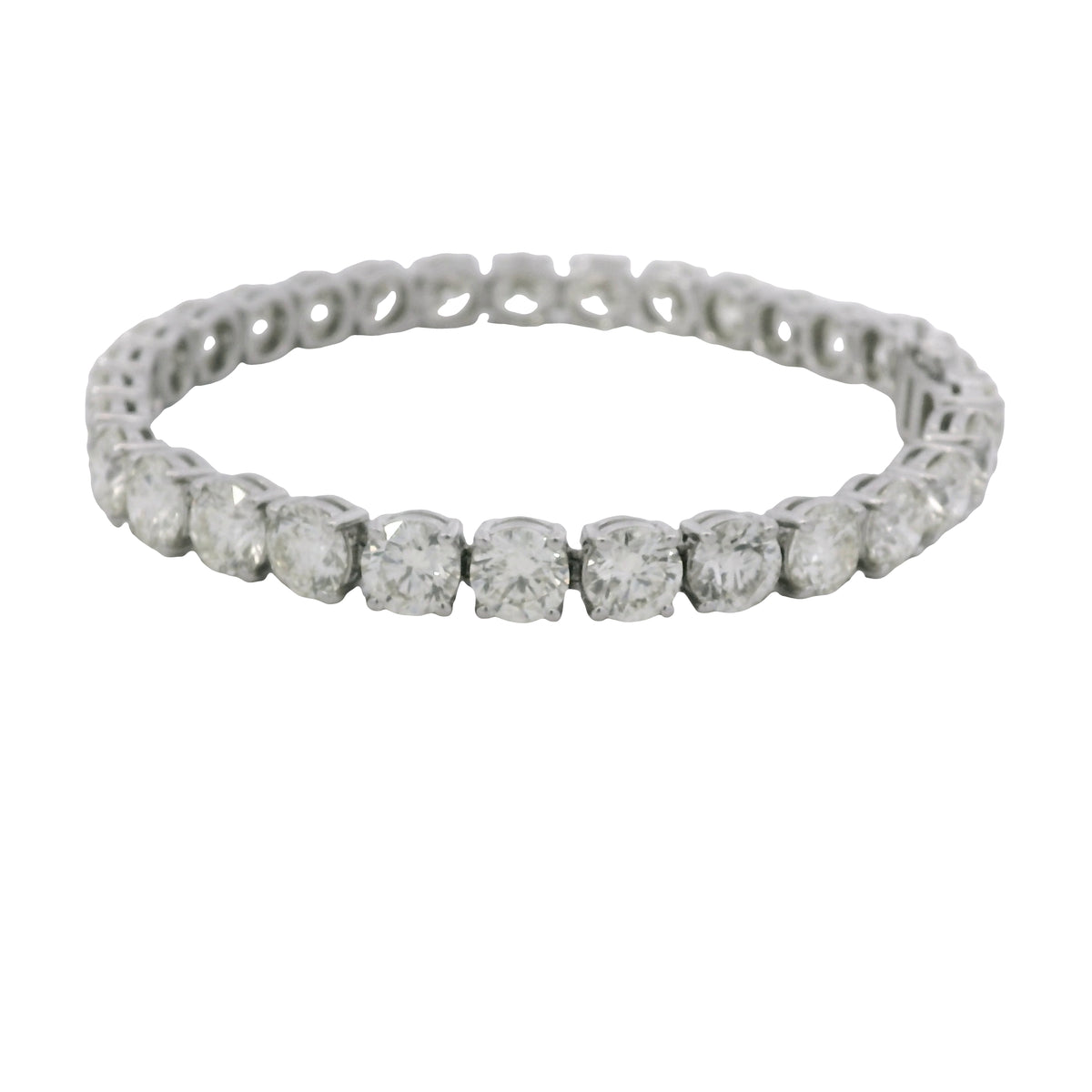 Platinum Natural 22.30 Carat Round Brilliant Cut Diamond Tennis Bracelet