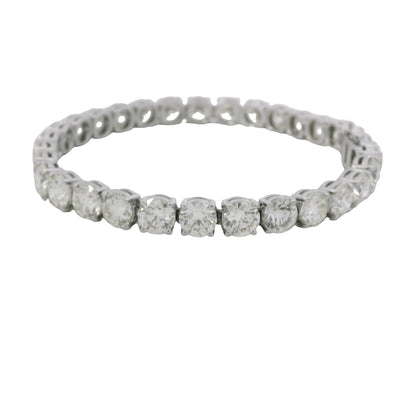 Platinum Natural 22.30 Carat Round Brilliant Cut Diamond Tennis Bracelet