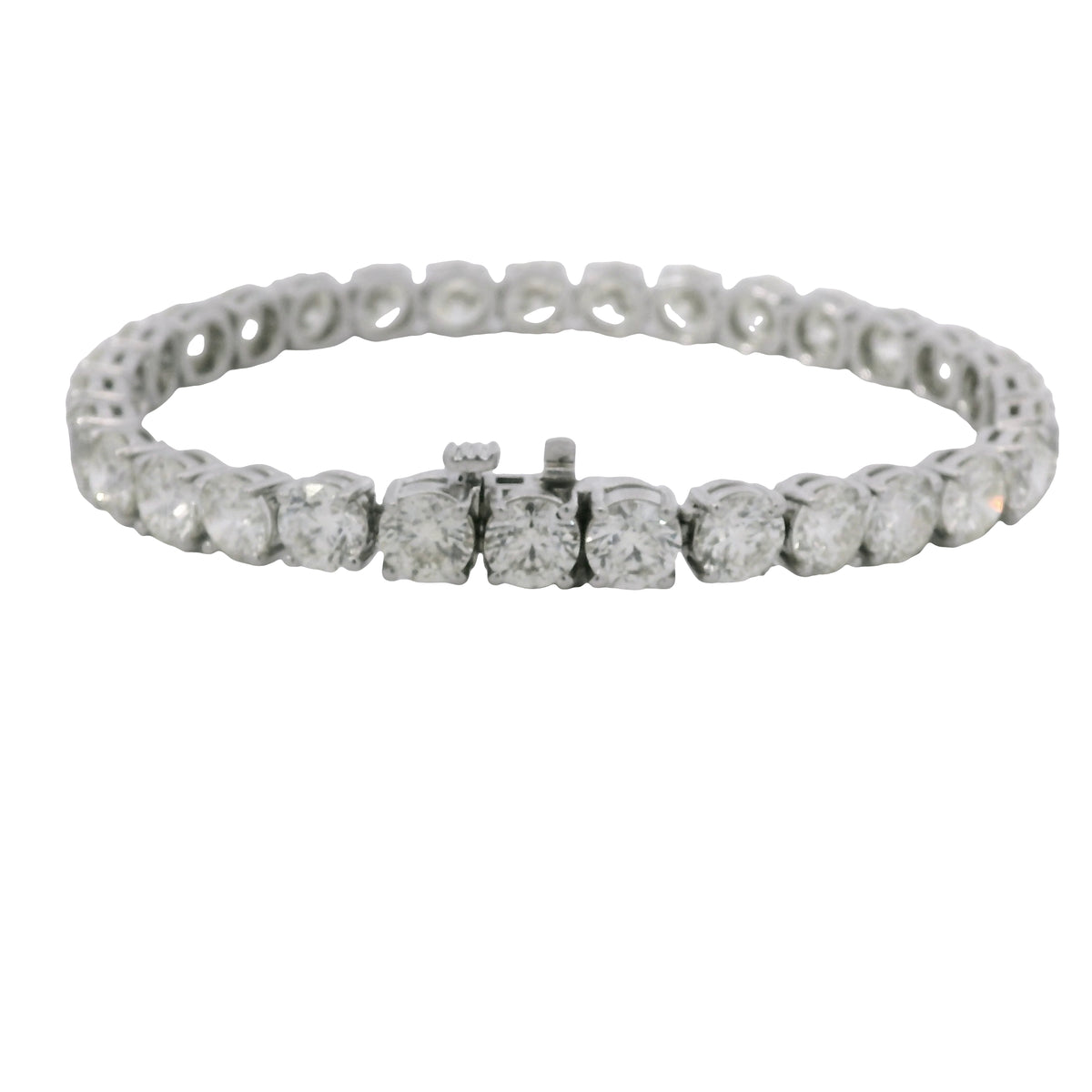 Platinum Natural 22.30 Carat Round Brilliant Cut Diamond Tennis Bracelet