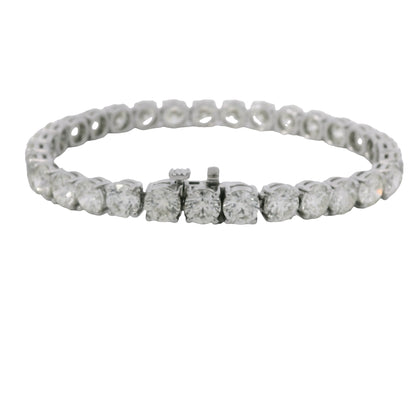 Platinum Natural 22.30 Carat Round Brilliant Cut Diamond Tennis Bracelet